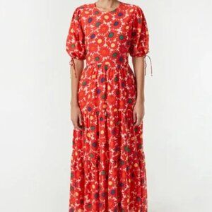 Rhode Jolie Puff Sleeve Open Back Maxi Dress Grenada Floral Medium